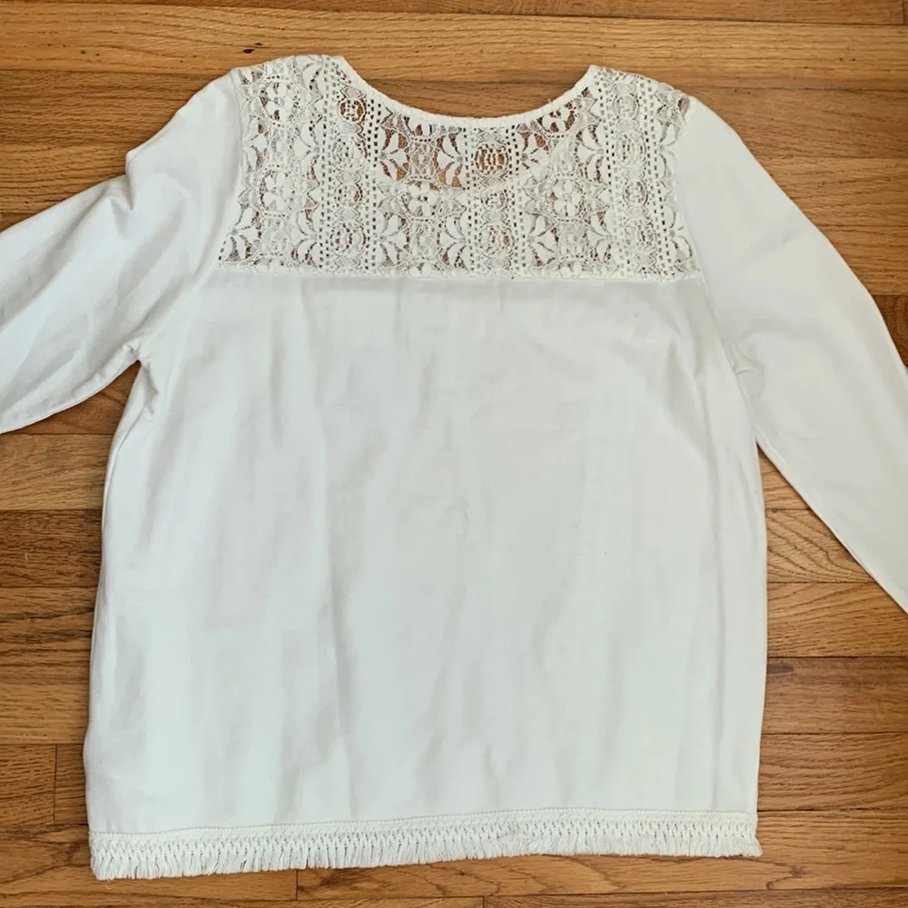 Anthro Erin + Ali Lace & Fringe Top
